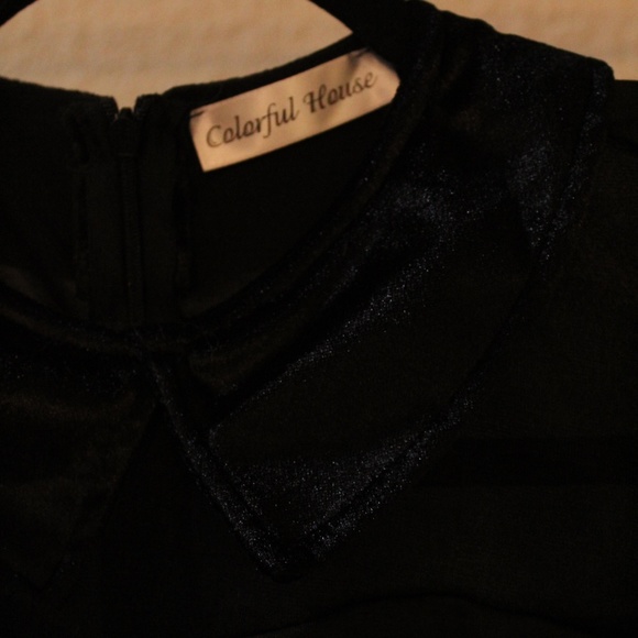 Black Velvet and Tulle Dress with Black Patent Belt - Picture 5 of 5